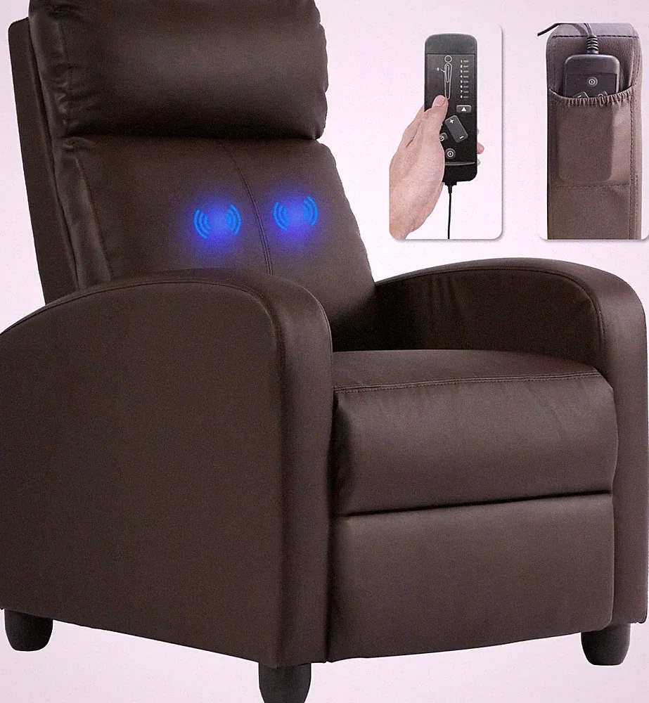 Adjust Push Back Recliner Chair 2 Point Massage Function Footrest/Padded Seat