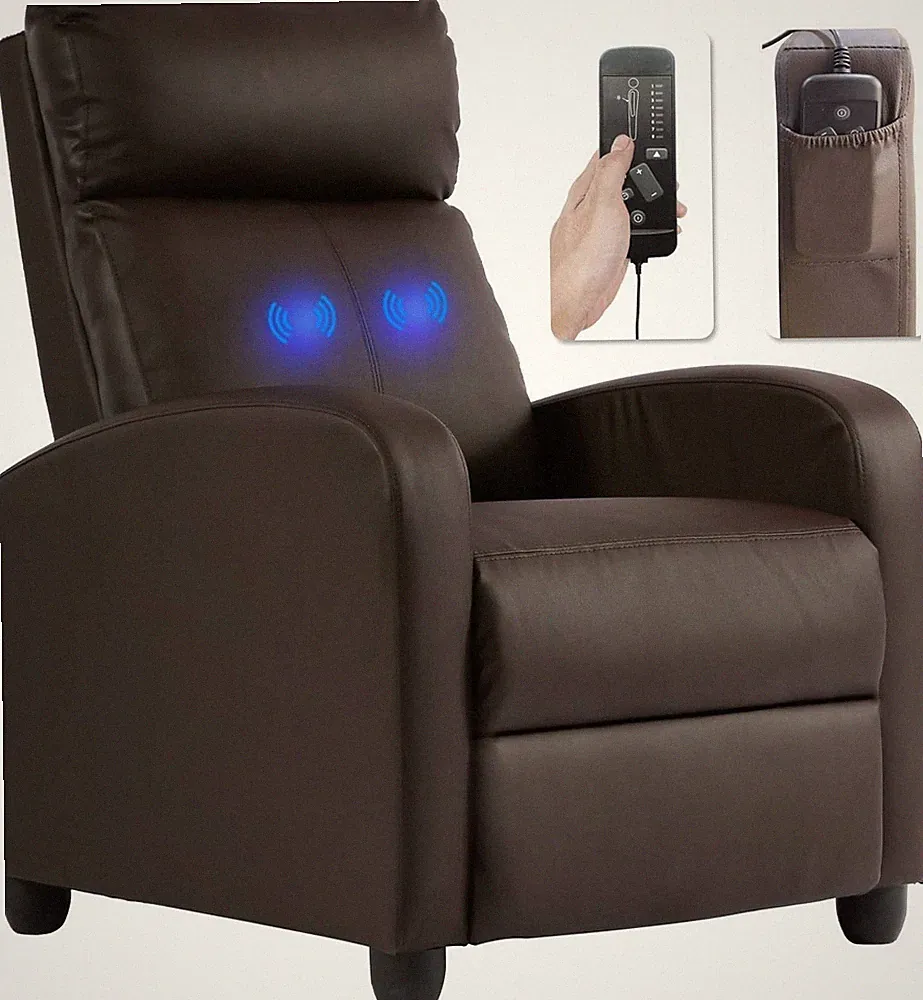 Adjustable Push Back Recliner Chair with 2 Point Massage Function Living Room US