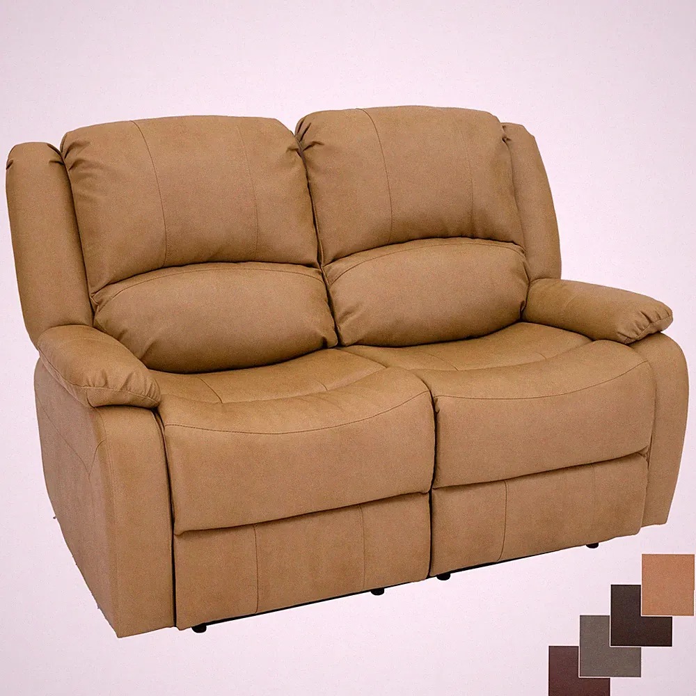 RecPro Charles 58" Double RV Wall Hugger Recliner Sofa Loveseat Toffee